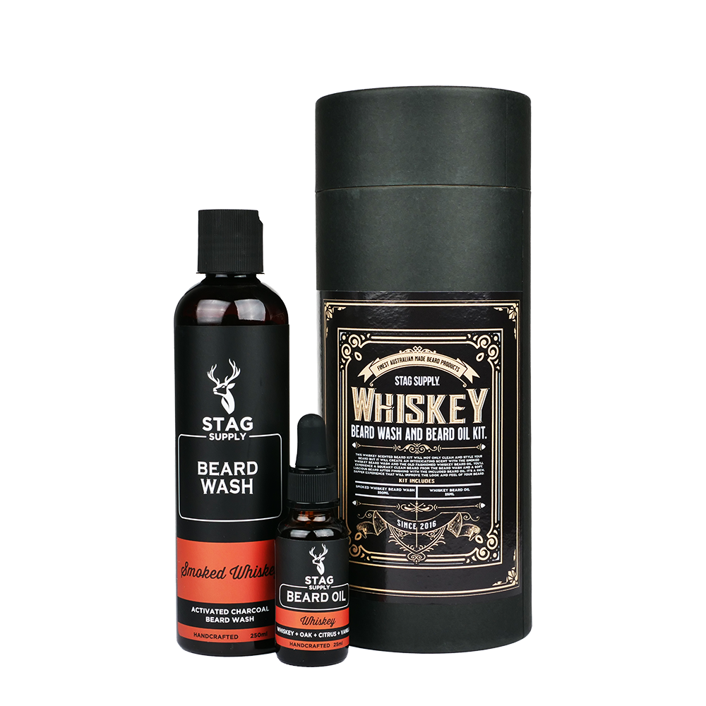 Stag Supply Whiskey Beard Wash and Beard Oil Kit