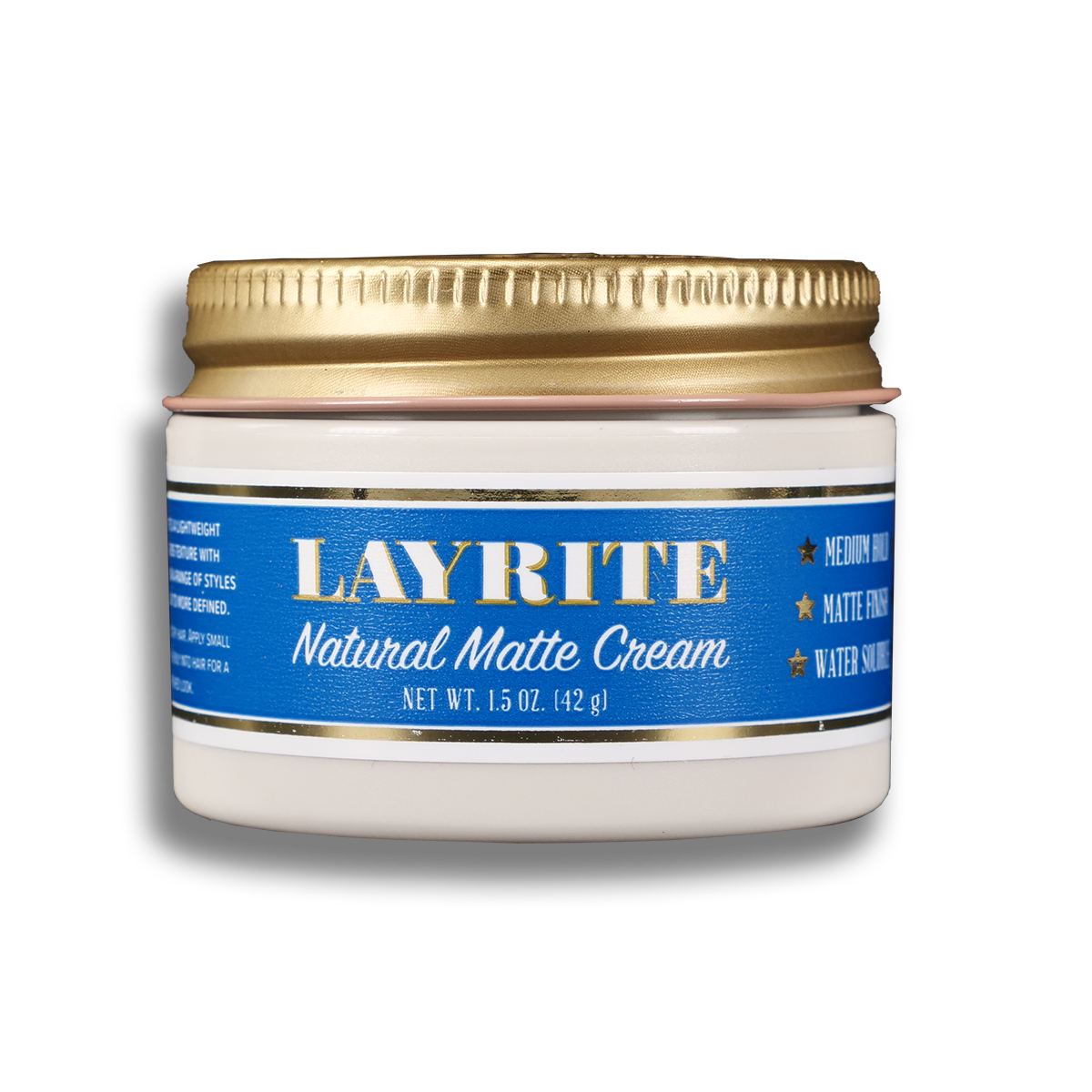 Layrite Natural Matte Cream 42g - medium hold, matte finish hair styling cream for men