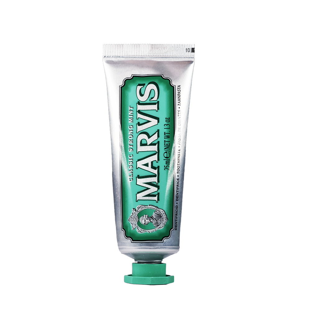 Marvis Classic Strong Mint toothpaste in 25ml travel size tube